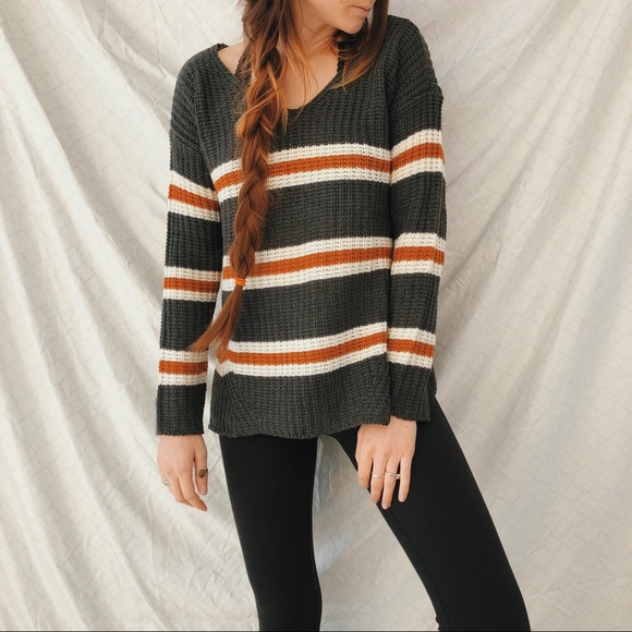 urban outfitters Sweaters - Thick Chunky Baggy Cable Knit Sweater Striped Boho